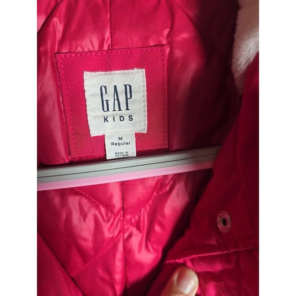 GAP Kids Warmest Pink Parka Jacket Coat Faux Fur Hoodie Size Medium Ski Winter - Picture 6 of 9